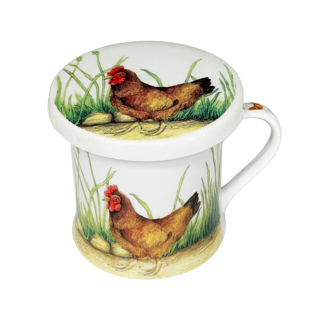 The Leonardo Collection Chicken Hen England Fine China Coffee Cup Mug & Lid
